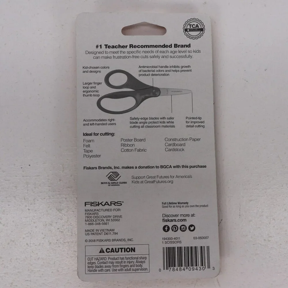 3x Fiskars Kid School Scissors Purple Pointed Tip For Both Left And Right Handed